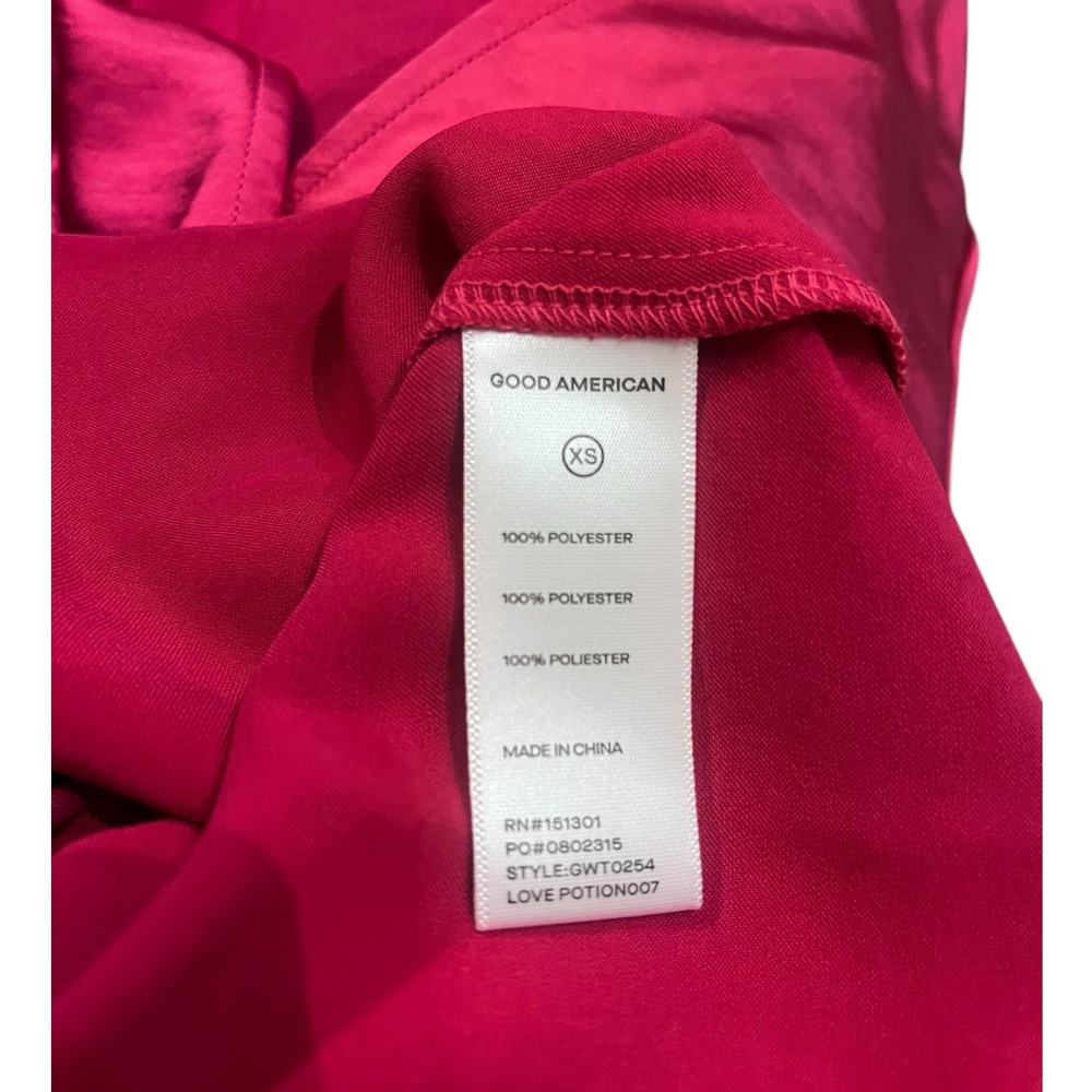 Good American Satin Wrap V-Neck Long Sleeve Blouse Top | Sz XS Pink NEW $149 - Picture 6 of 9